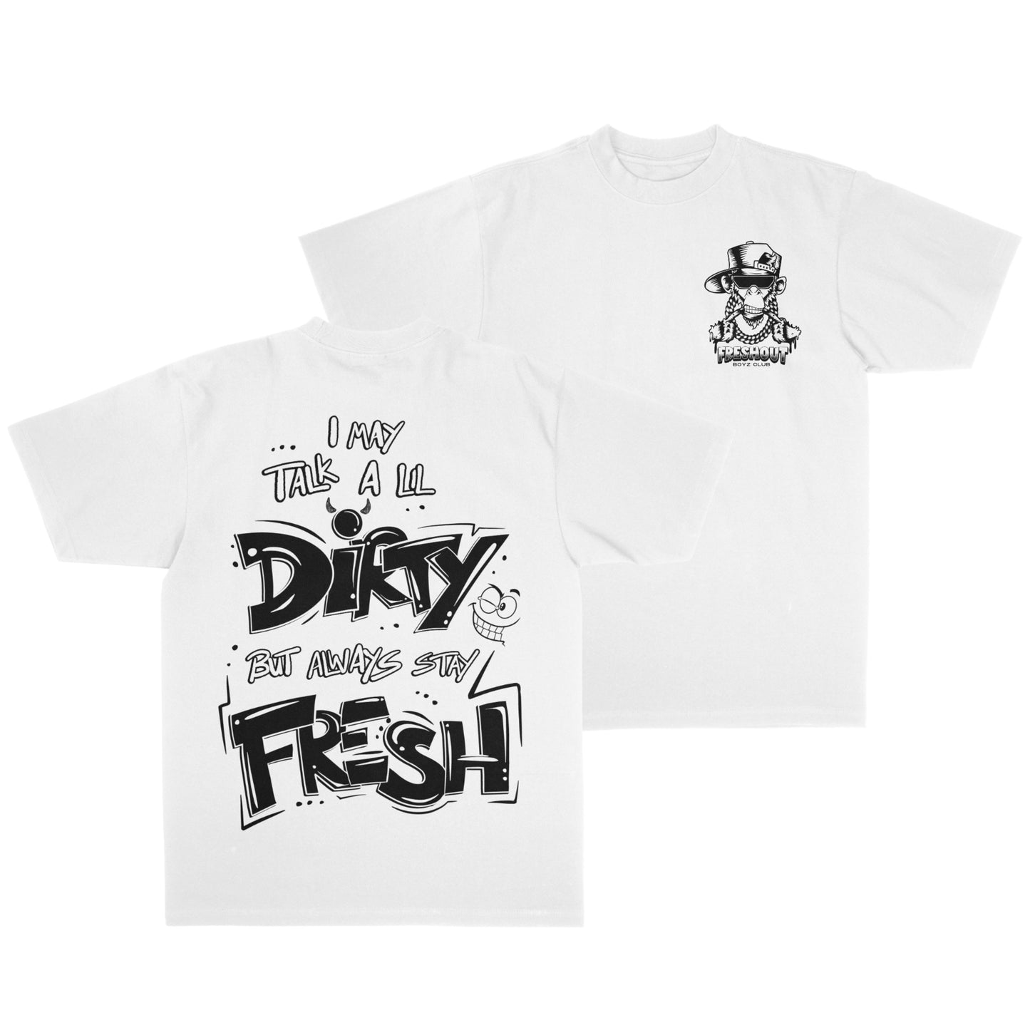 Oversized TALK DIRTY Tee (White/Black)
