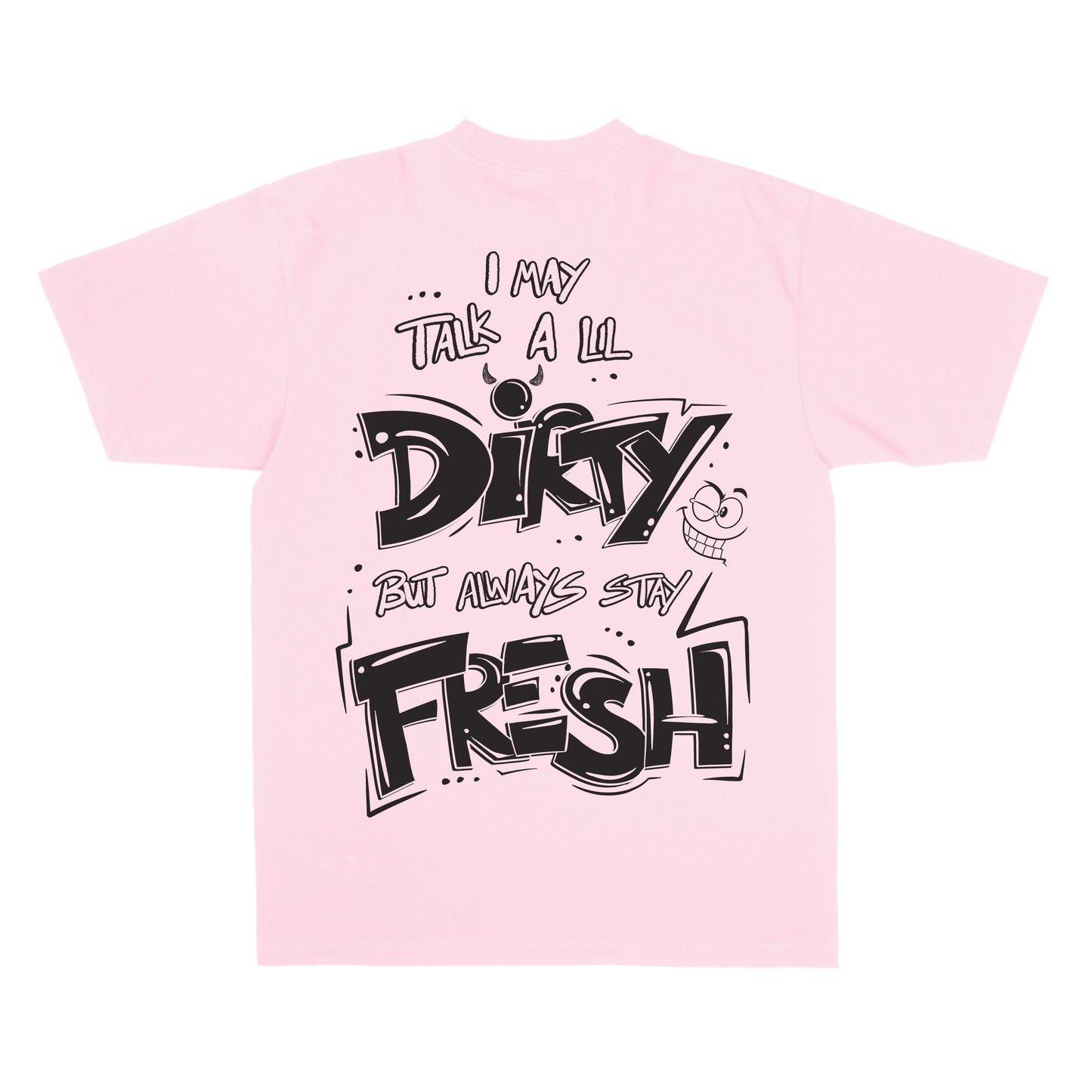 Oversized TALK DIRTY Tee (Powder Pink/Black)