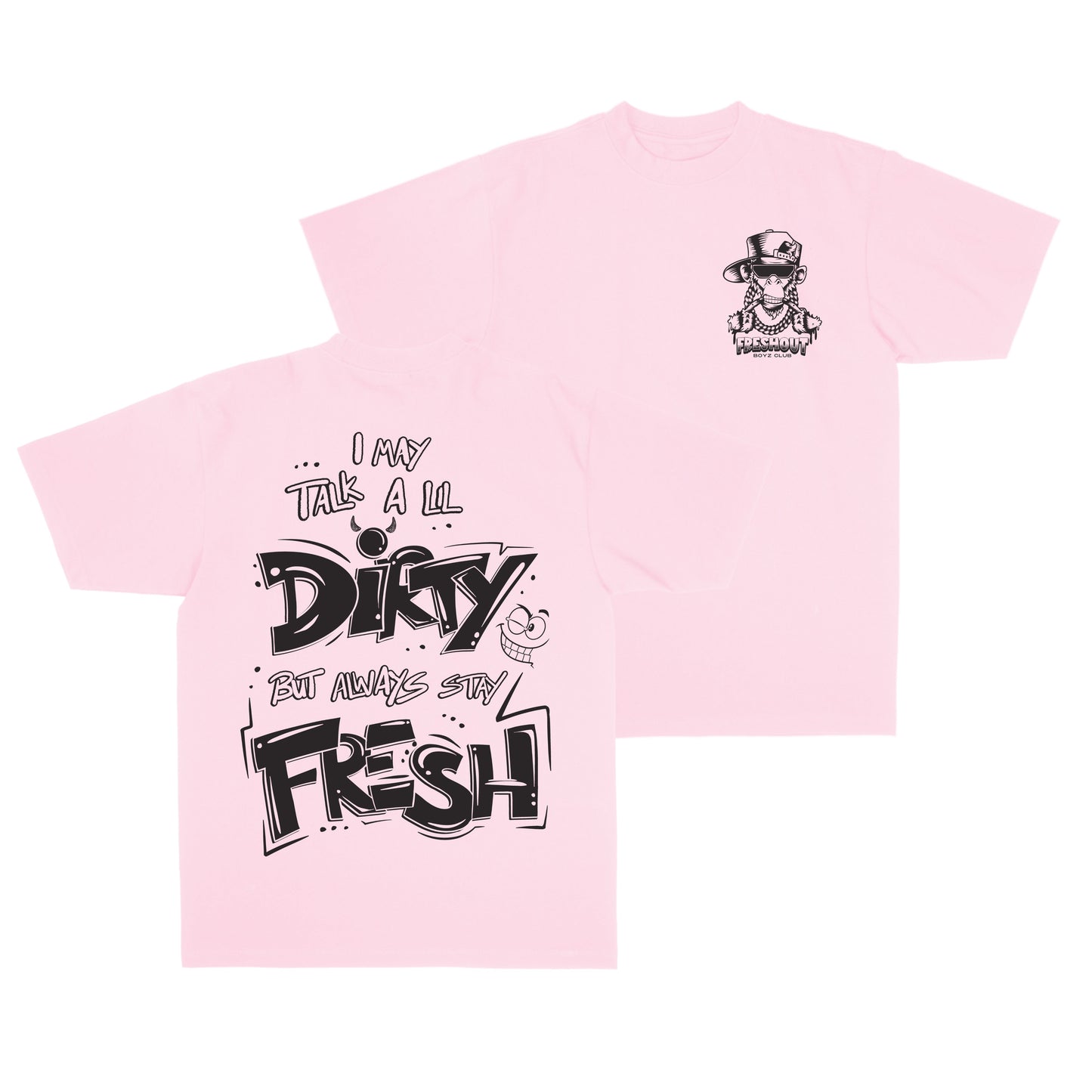 Oversized TALK DIRTY Tee (Powder Pink/Black)