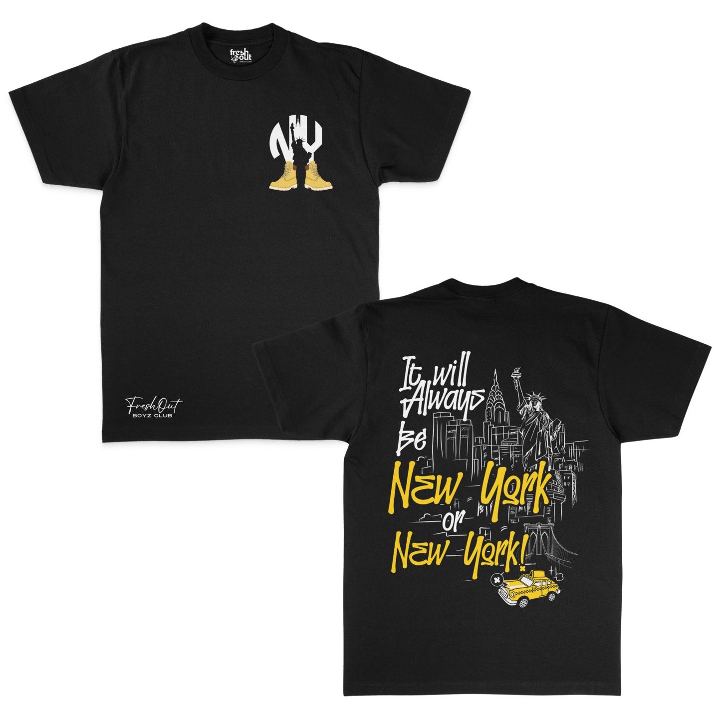 New York or New York Tee (Black/White/Maive)