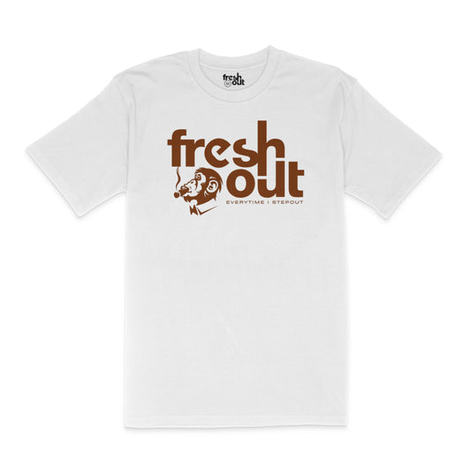 'A Smoking Ape' Tee (White/Brown)