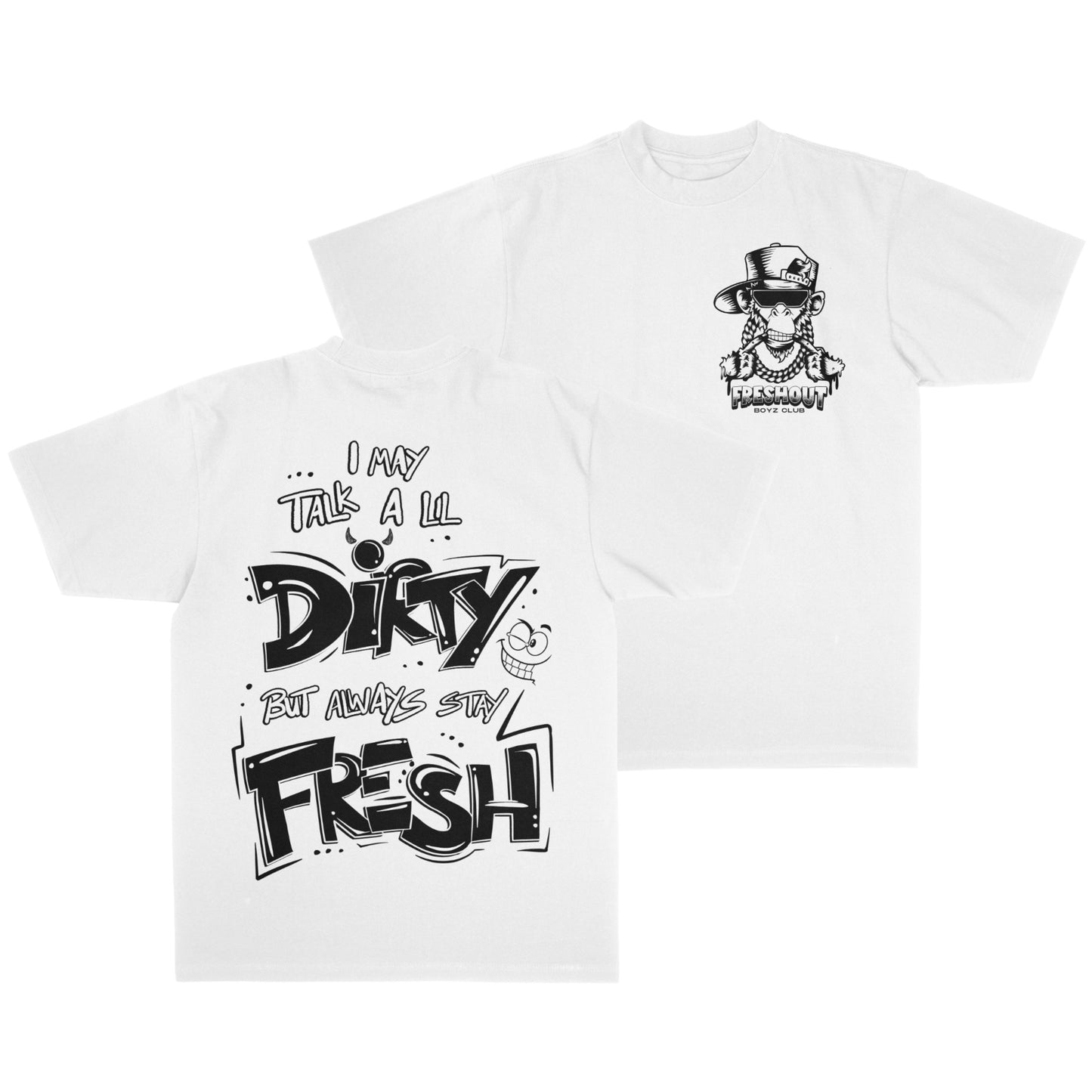 Oversized TALK DIRTY Tee (White/Black)